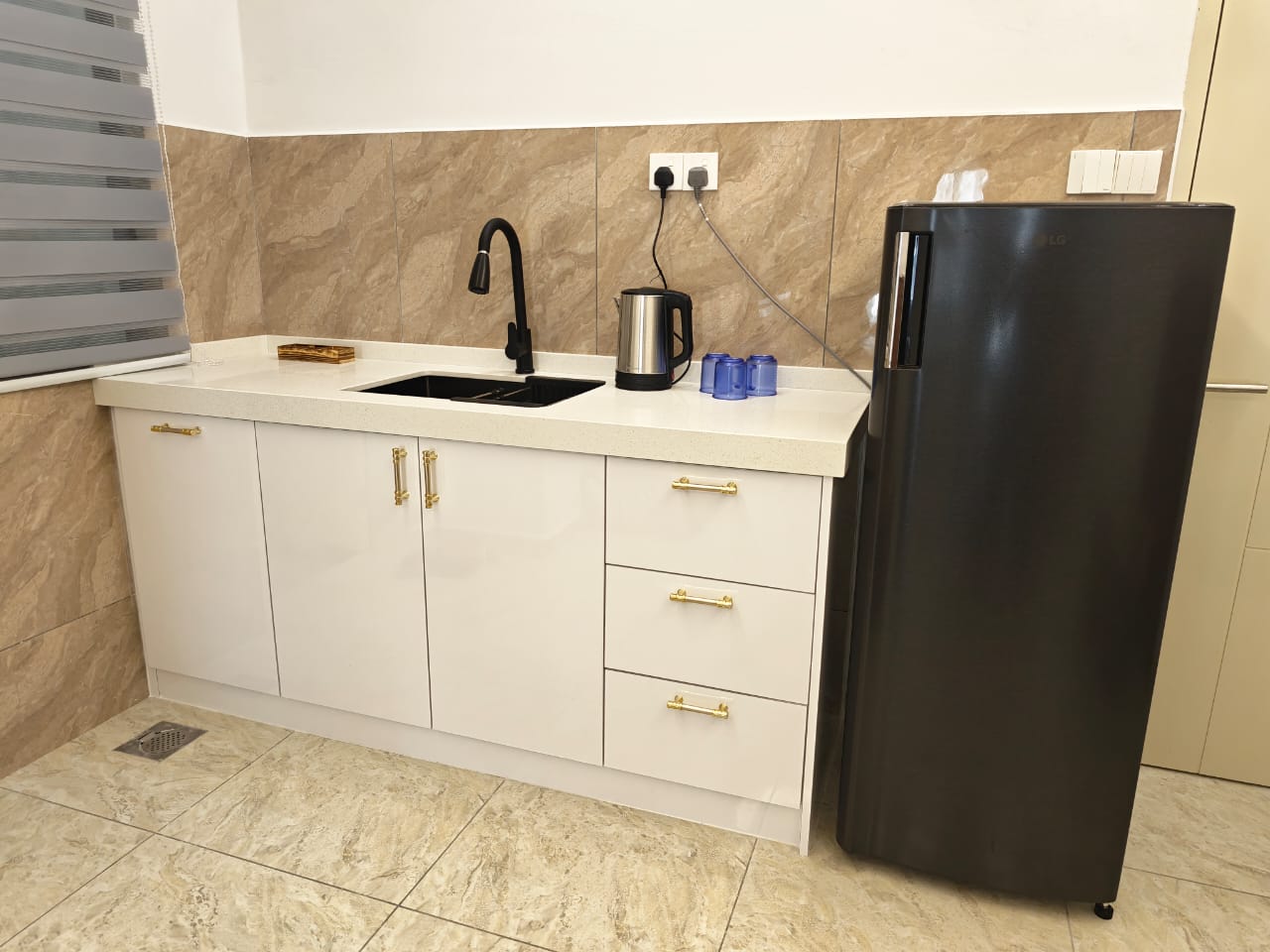 Compact pantry and sink cabinet